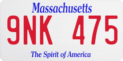 MA license plate 9NK475