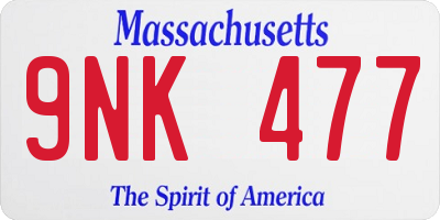 MA license plate 9NK477