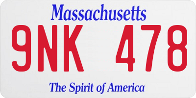 MA license plate 9NK478