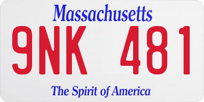 MA license plate 9NK481