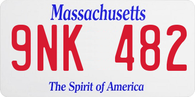 MA license plate 9NK482