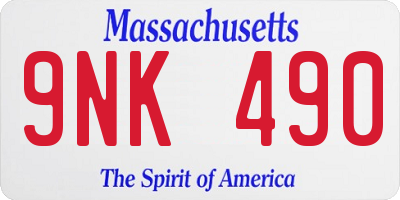 MA license plate 9NK490