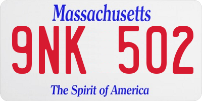 MA license plate 9NK502