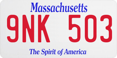 MA license plate 9NK503