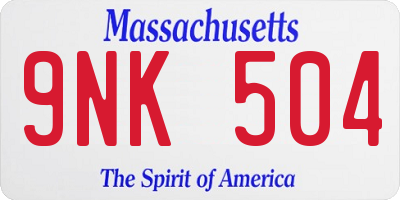 MA license plate 9NK504