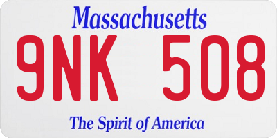 MA license plate 9NK508