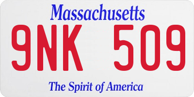 MA license plate 9NK509