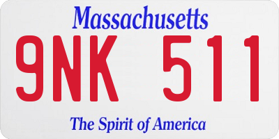 MA license plate 9NK511