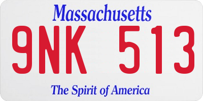 MA license plate 9NK513