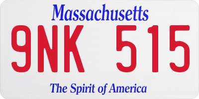 MA license plate 9NK515