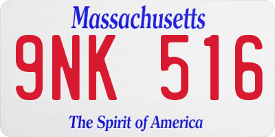 MA license plate 9NK516