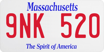 MA license plate 9NK520