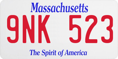 MA license plate 9NK523