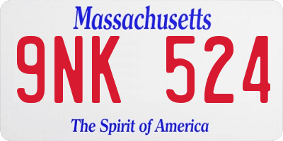 MA license plate 9NK524
