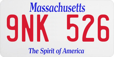 MA license plate 9NK526