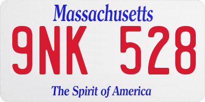 MA license plate 9NK528