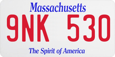 MA license plate 9NK530