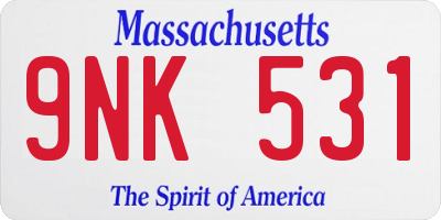 MA license plate 9NK531