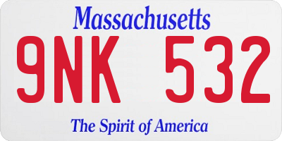 MA license plate 9NK532