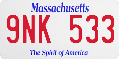 MA license plate 9NK533