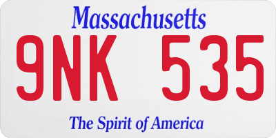 MA license plate 9NK535