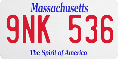 MA license plate 9NK536