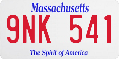 MA license plate 9NK541