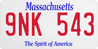 MA license plate 9NK543