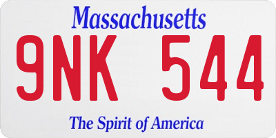 MA license plate 9NK544