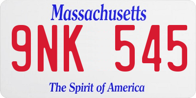 MA license plate 9NK545