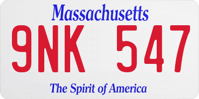 MA license plate 9NK547