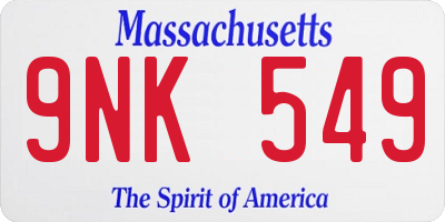 MA license plate 9NK549