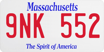 MA license plate 9NK552