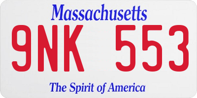 MA license plate 9NK553
