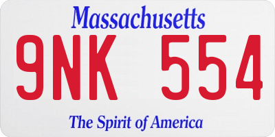 MA license plate 9NK554