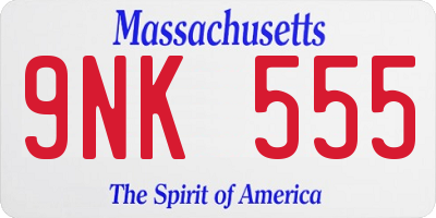 MA license plate 9NK555