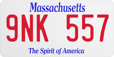 MA license plate 9NK557