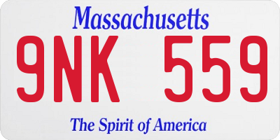 MA license plate 9NK559