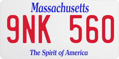 MA license plate 9NK560