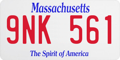 MA license plate 9NK561