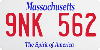 MA license plate 9NK562