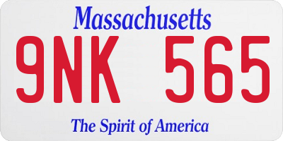 MA license plate 9NK565