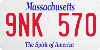 MA license plate 9NK570
