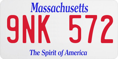 MA license plate 9NK572