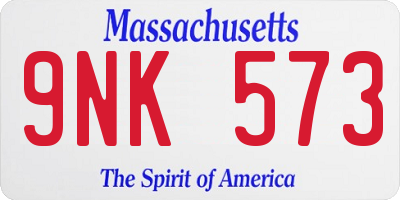 MA license plate 9NK573