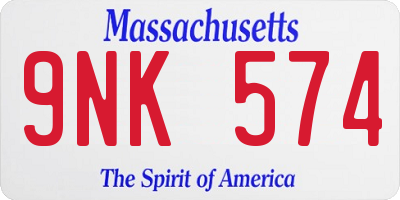 MA license plate 9NK574