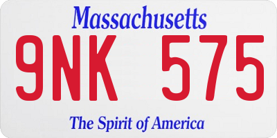 MA license plate 9NK575