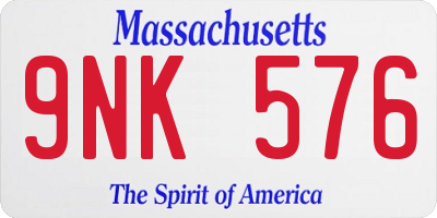 MA license plate 9NK576