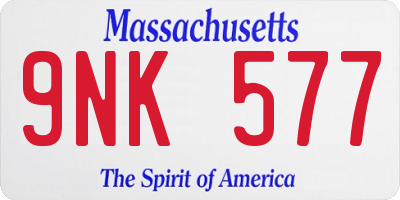 MA license plate 9NK577