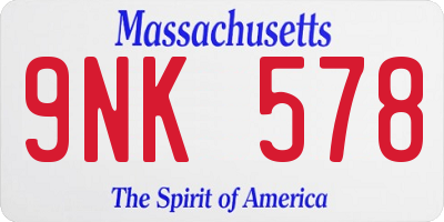MA license plate 9NK578